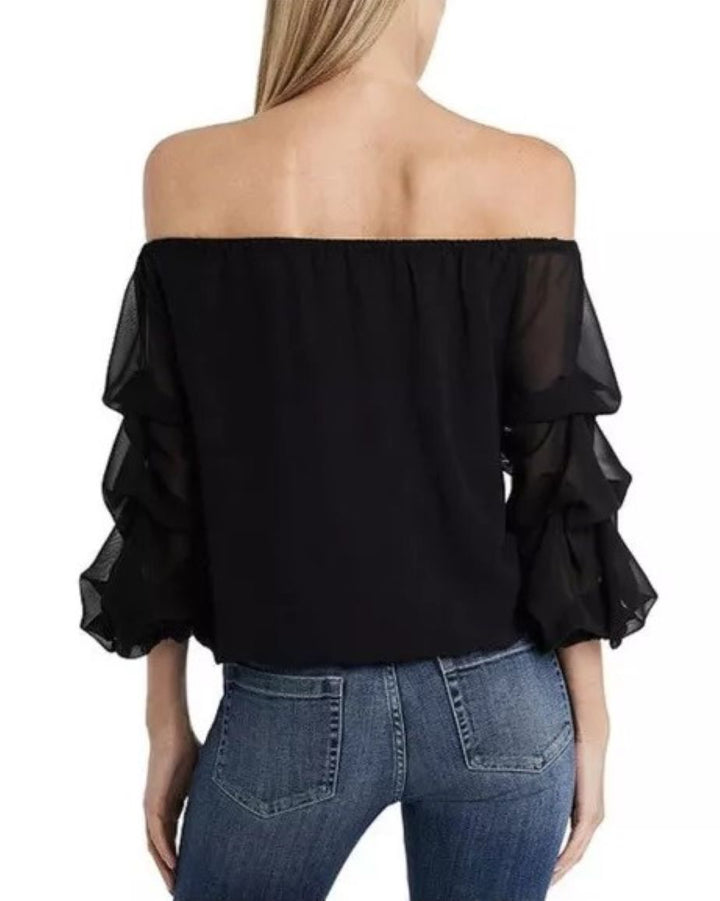 CeCe Off-the-Shoulder Balloon-Sleeve Blouse