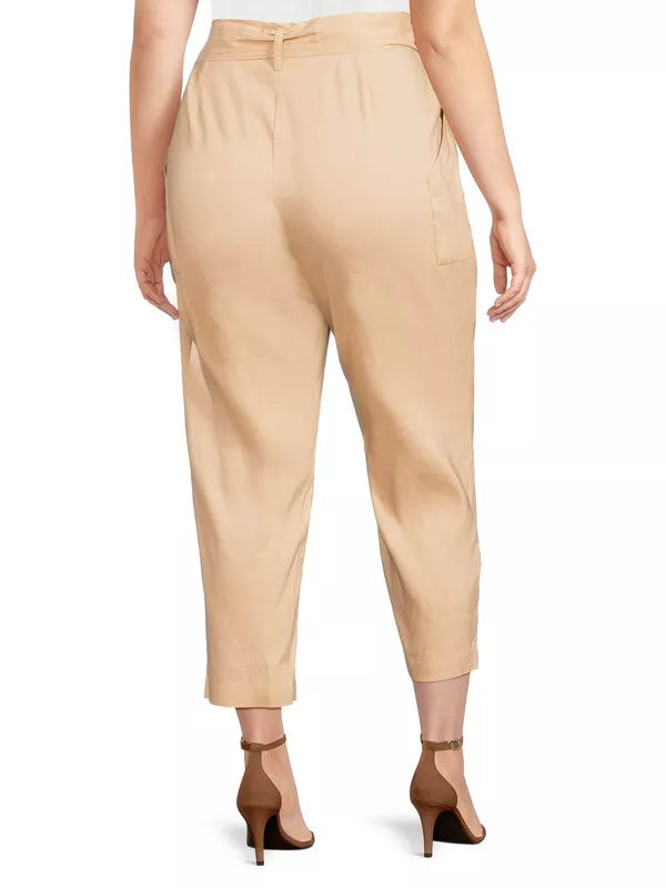 Calvin Klein Plus Size High-Rise Tie-Waist Pants