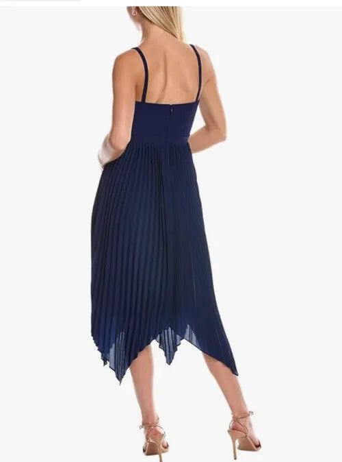 Aidan by Aidan Mattox Pleated Asymmetrical Hem Dress