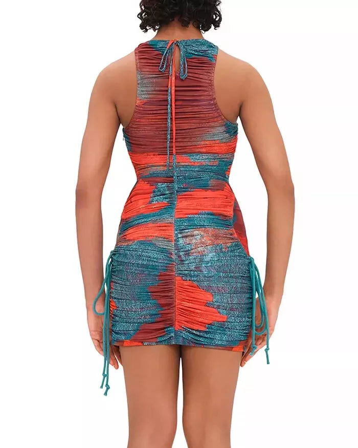 Andrea Iyamah Kasi Ruched Mesh Mini Dress