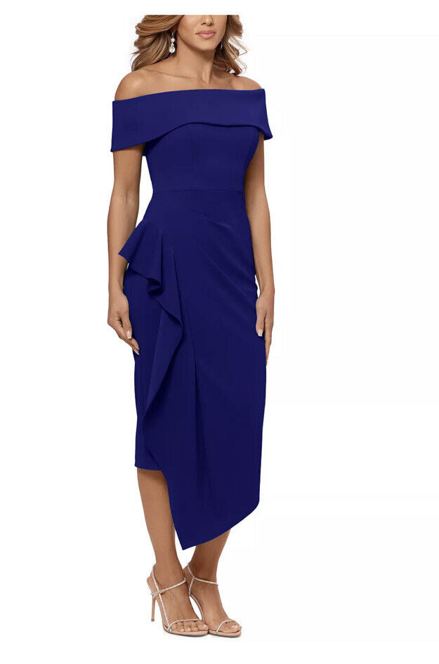 Betsy & Adam Off-The-Shoulder Ruffle Dress