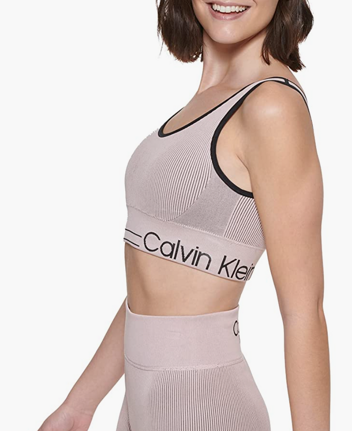 Calvin Klein Performance Sujetador deportivo acanalado sin costuras MSRP $ 39 Talla L # U5 362 NUEVO