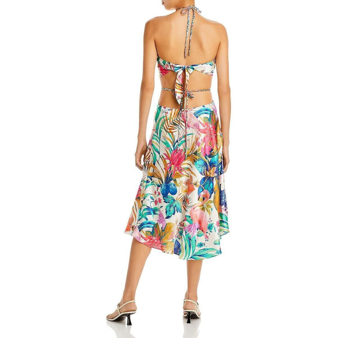 Rococo Sand Silk Floral Print Midi Dress