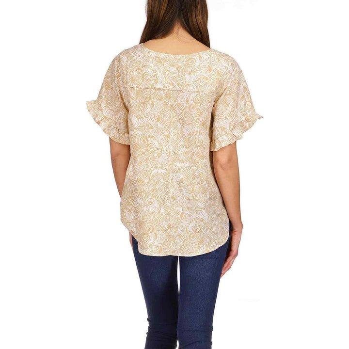 MICHAEL Michael Kors Paisley-Print Ruffled-Sleeve Top