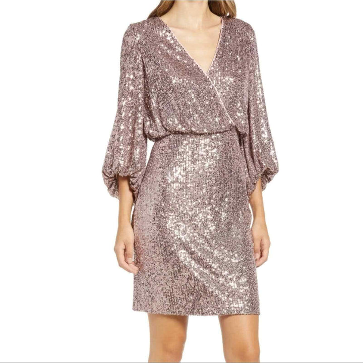 Eliza J Sequined Blouson Dress