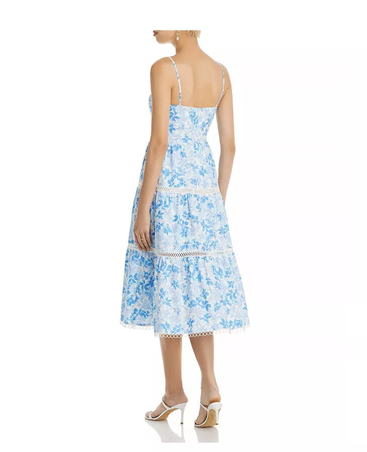 AQUA Sleeveless Bustier Tiered Midi Dress