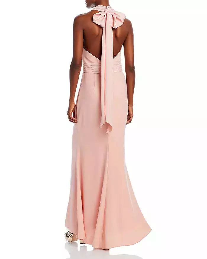 Eliza J Bow Back Halter Gown