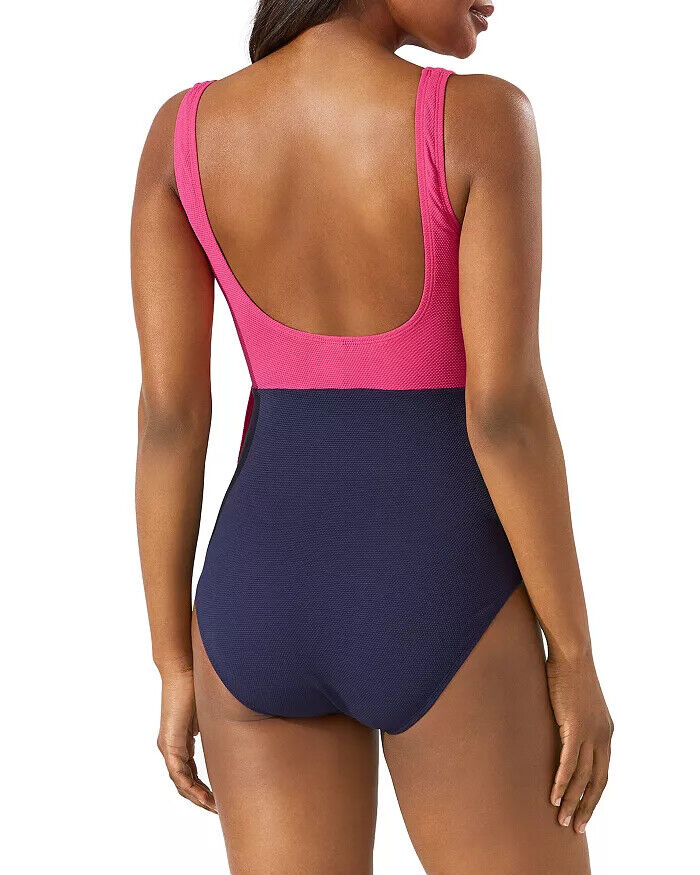 Tommy Bahama Color-Blocked Wrap-Front One-Piece Swimsuit