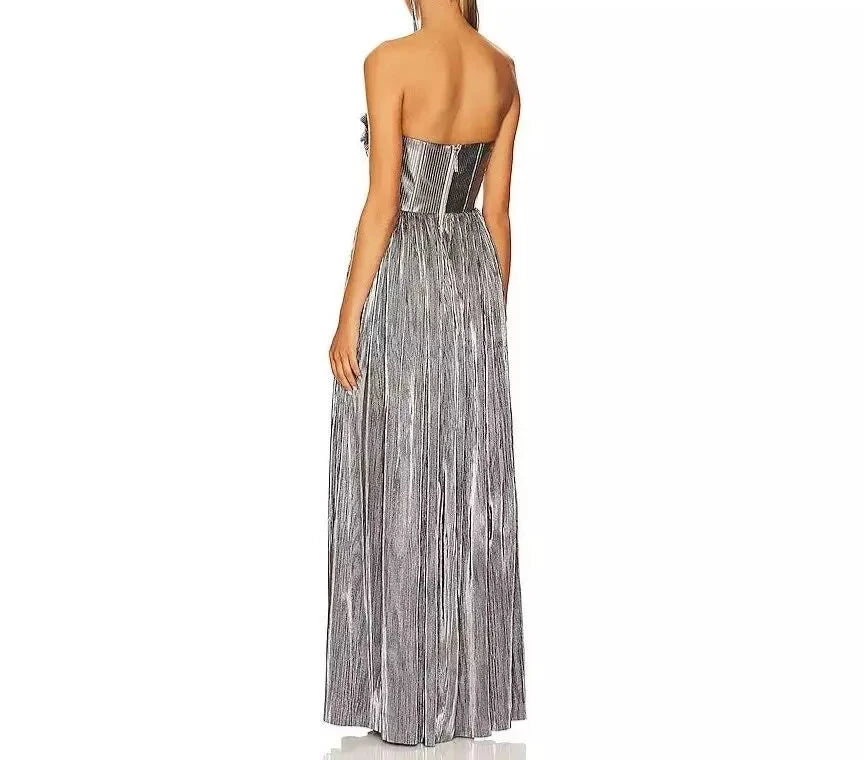 BRONX AND BANCO Florence Metallic Strapless Gown