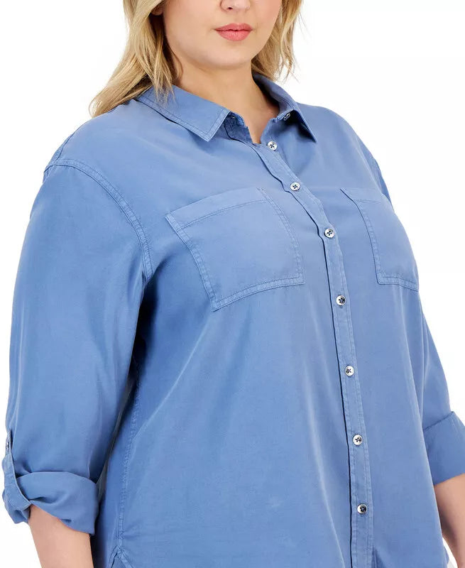 Calvin Klein Jeans Trendy Plus Size Utility Shirt