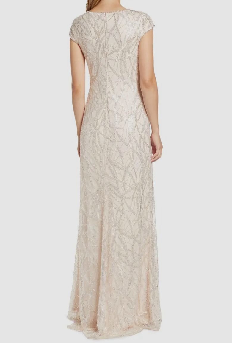 Tadashi Shoji Beaded Cap Sleeve Gown