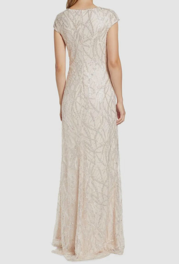 Tadashi Shoji Beaded Cap Sleeve Gown
