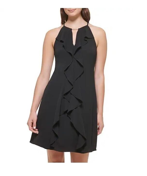 Kensie Halter-Neck Ruffle Dress