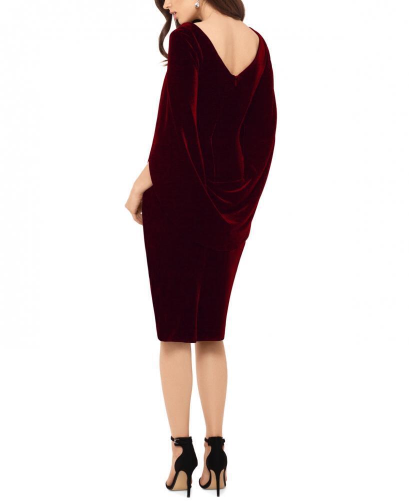 Betsy & Adam Velvet Cape Dress