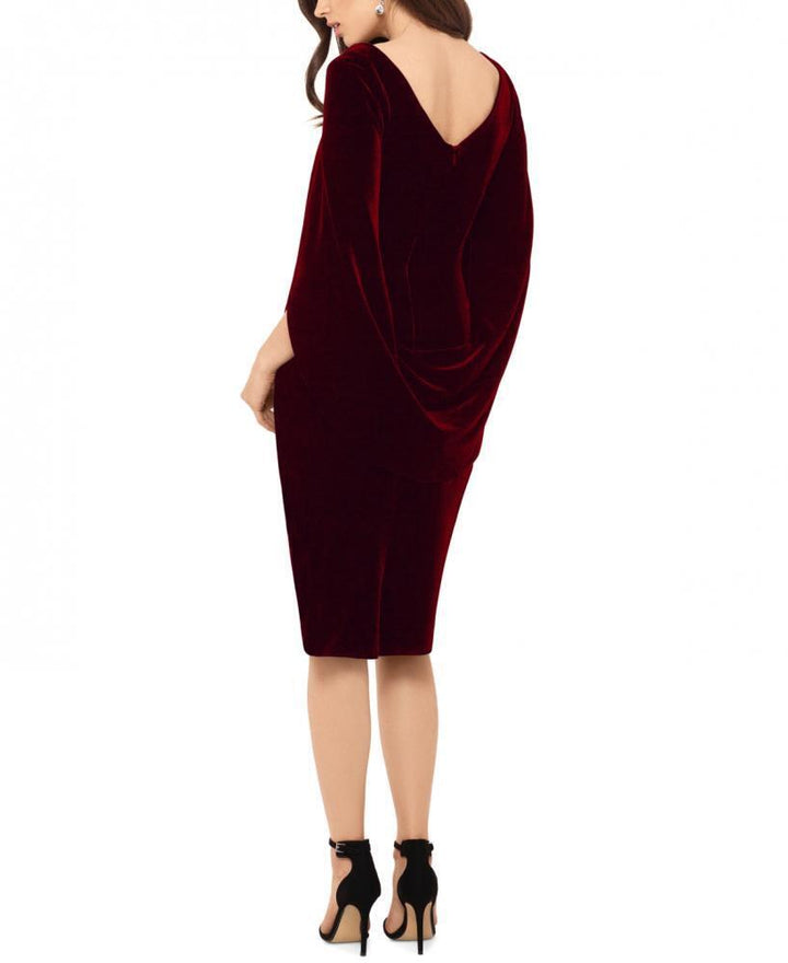 Betsy & Adam Velvet Cape Dress