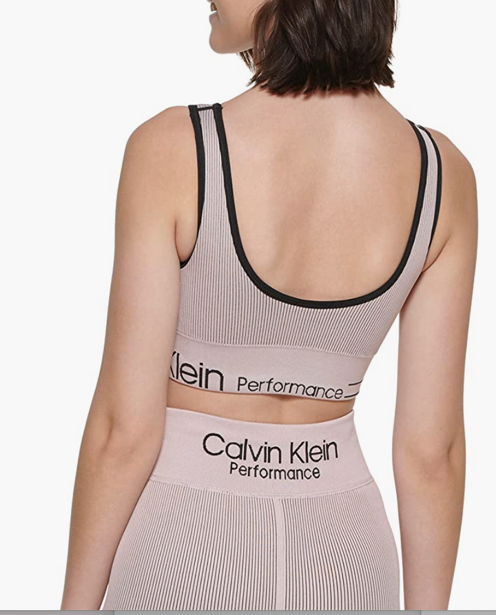 Calvin Klein Performance Sujetador deportivo acanalado sin costuras MSRP $ 39 Talla L # U5 362 NUEVO