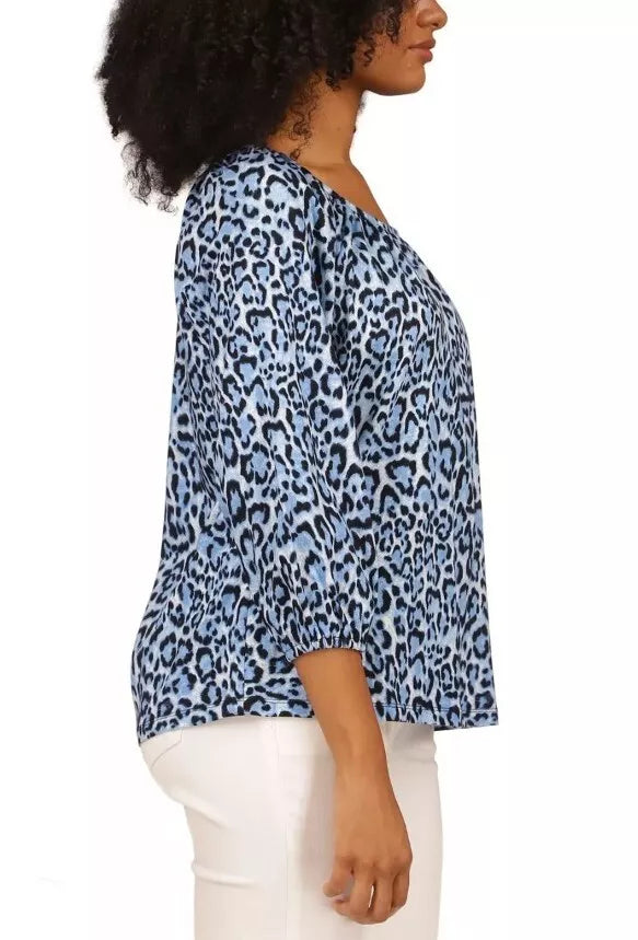 MICHAEL MICHAEL KORS Wildcat-Print Peasant Top