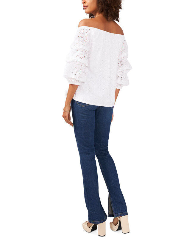 Vince Camuto Bubble Sleeve Off Shoulder Eyelet Top