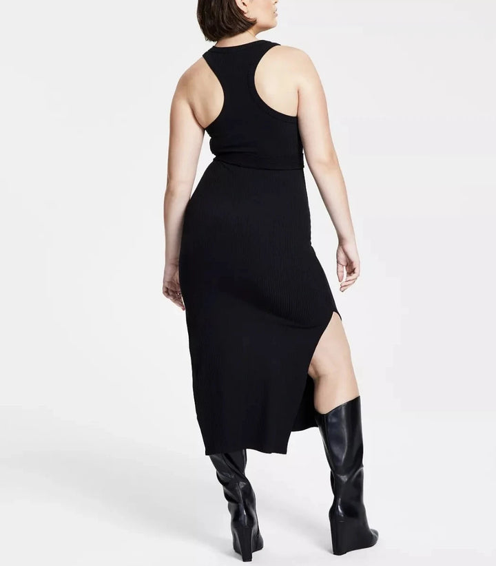 Bar III Petite Rib-Knit Midi Dress