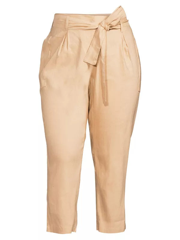 Calvin Klein Plus Size High-Rise Tie-Waist Pants