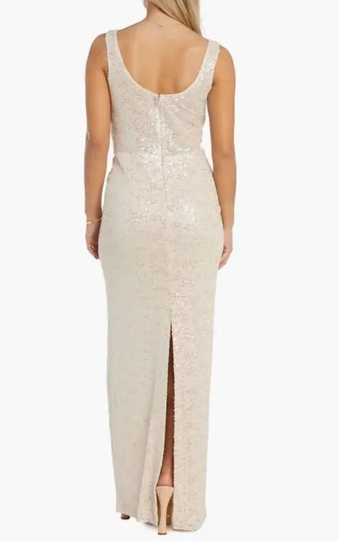 Nightway Sequined Scoop-Neck Gown