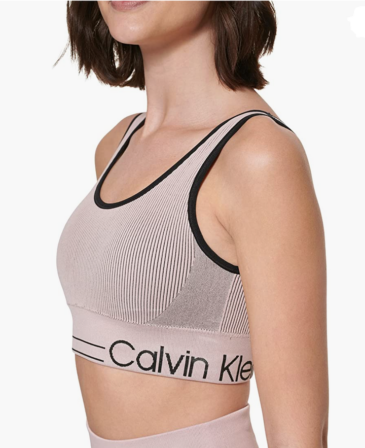 Calvin Klein Performance Sujetador deportivo acanalado sin costuras MSRP $ 39 Talla L # U5 362 NUEVO