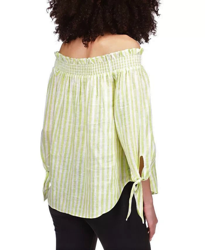 MICHAEL Michael Kors Striped Tie-Sleeve Off-the-Shoulder Top