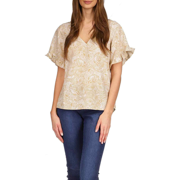 MICHAEL Michael Kors Paisley-Print Ruffled-Sleeve Top