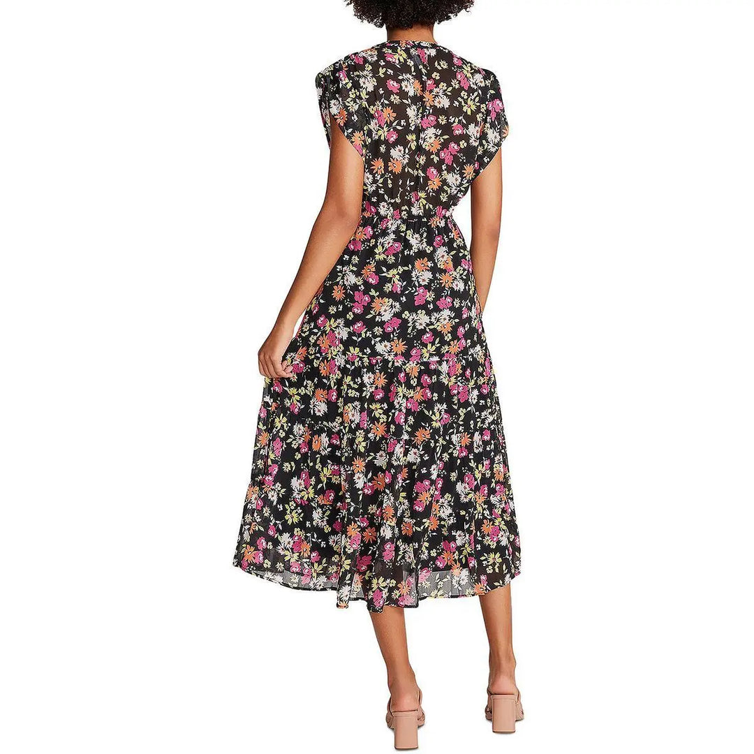 STEVE MADDEN Leigh Floral Chiffon Midi Dress