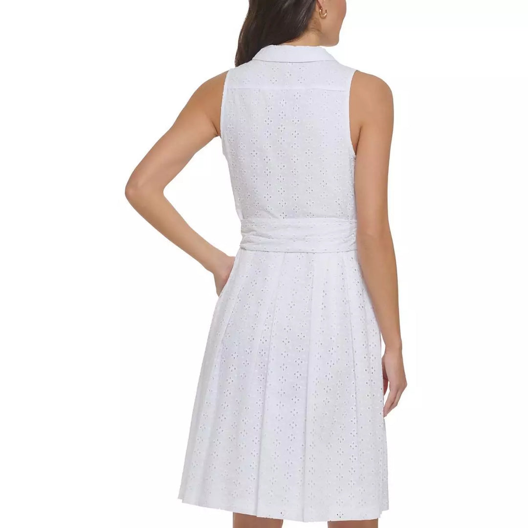 Tommy Hilfiger Cotton Eyelet Sleeveless Shirtdress