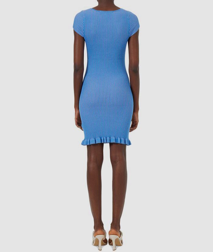 French Connection Mathilda Ribbed Knit Ruffled Bodycon Mini Dress