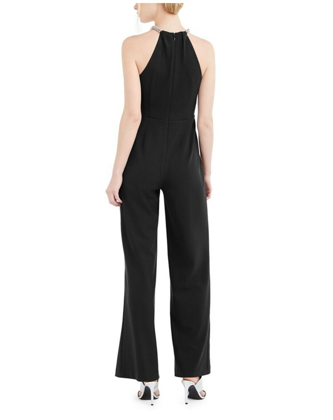 Calvin Klein Beaded Keyhole Halter Jumpsuit