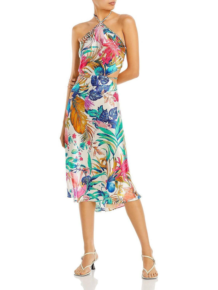 Rococo Sand Silk Floral Print Midi Dress