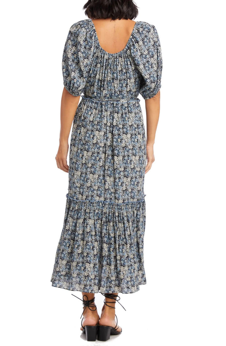 KAREN KANE Floral Print Puff Sleeve Midi Dress