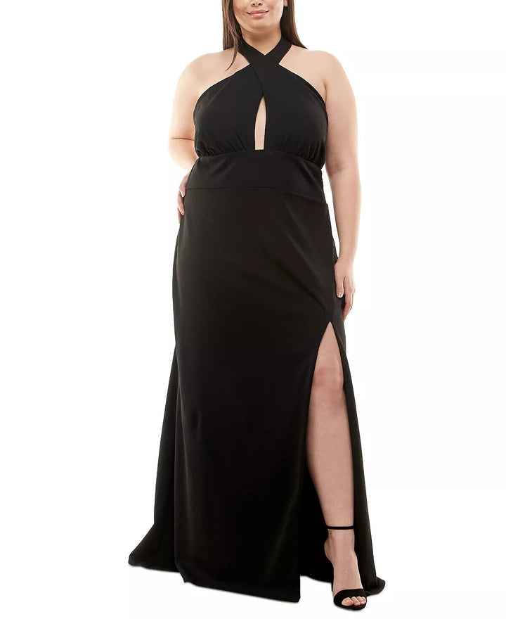 Speechless Plus Size Keyhole Halter Gown