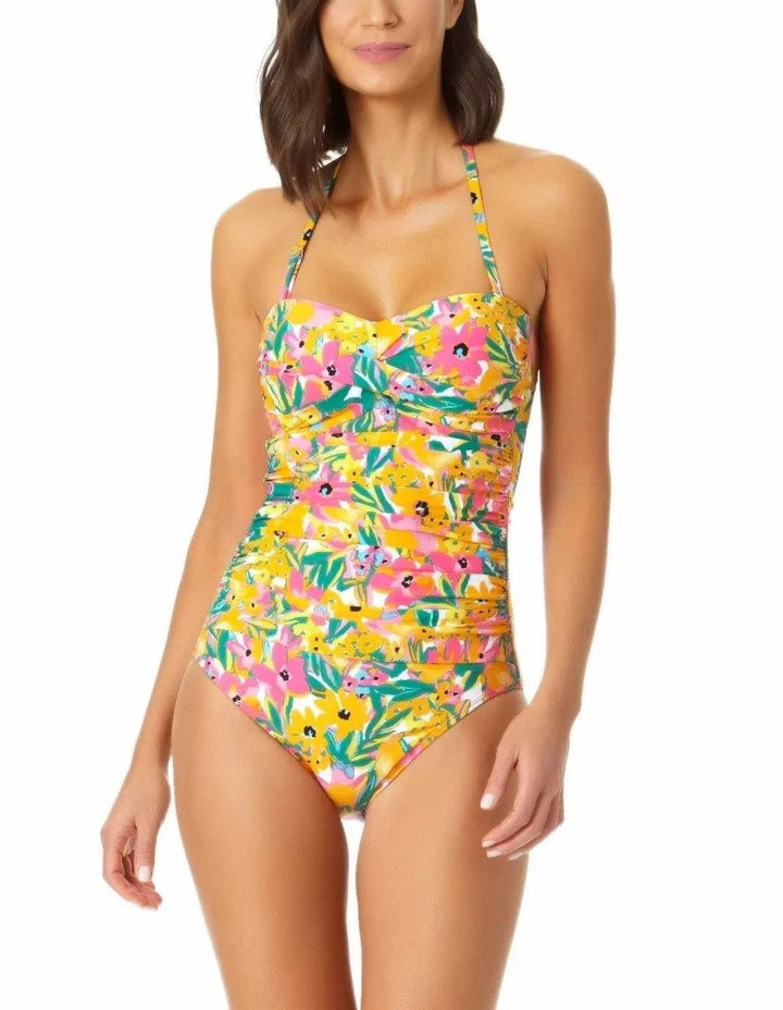 Anne Cole Sunshine Floral Twist-Front One-Piece Swimsuit