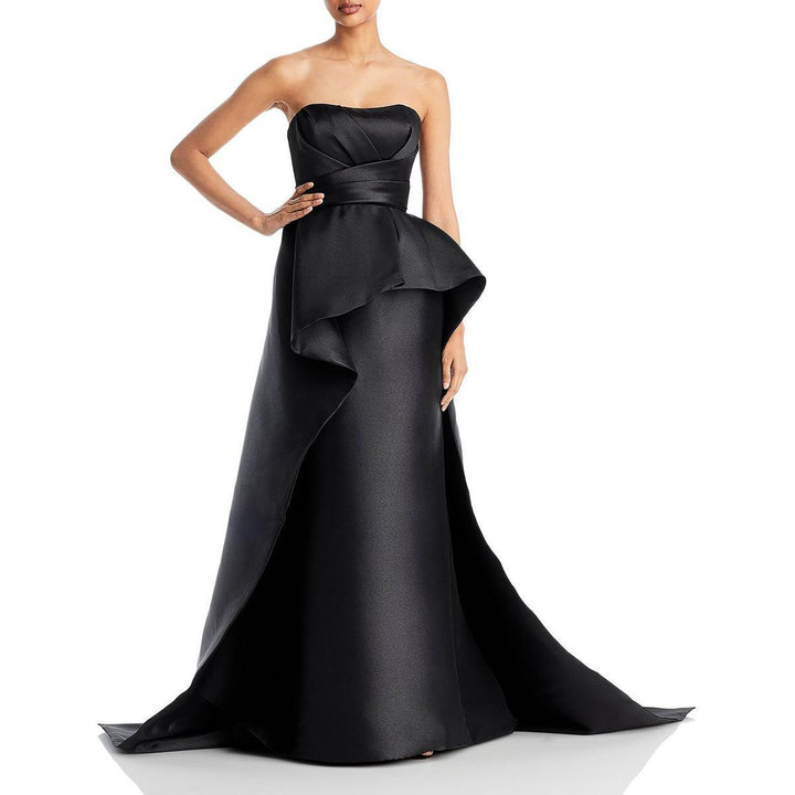 Amsale Mikado Strapless Peplum Gown