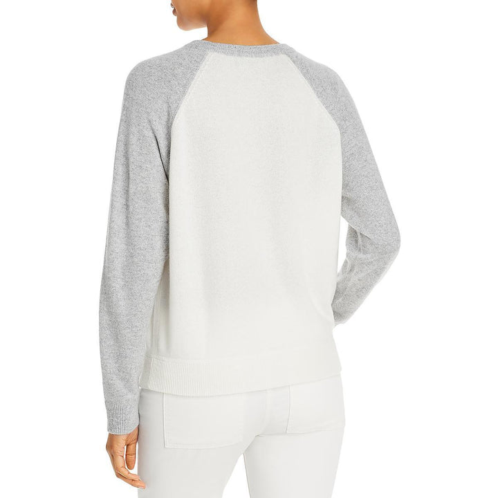 AQUA Cashmere Color Block Raglan Sleeve Cashmere Sweater