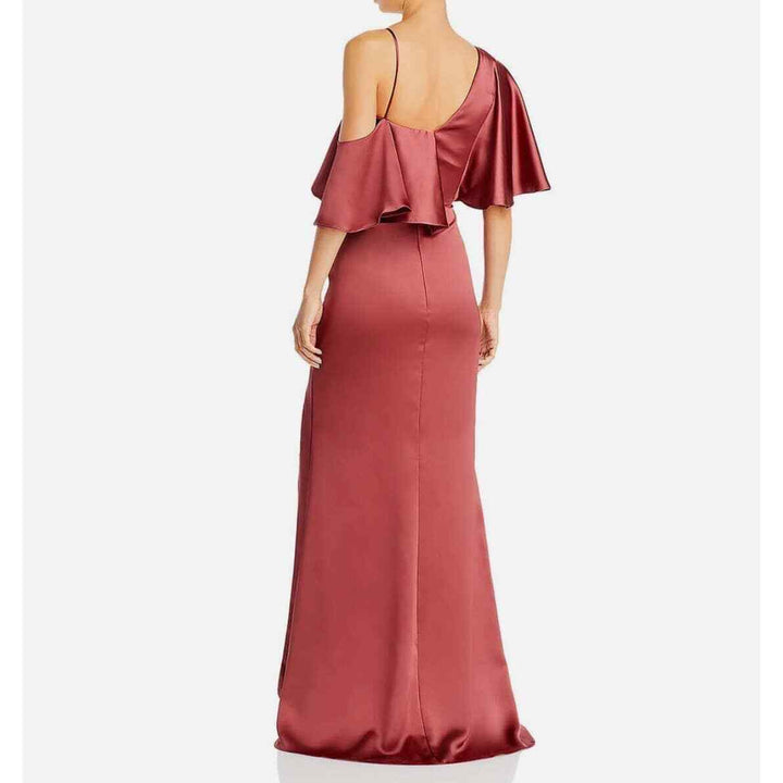 Amsale Asymmetric Flutter Sleeve Gown