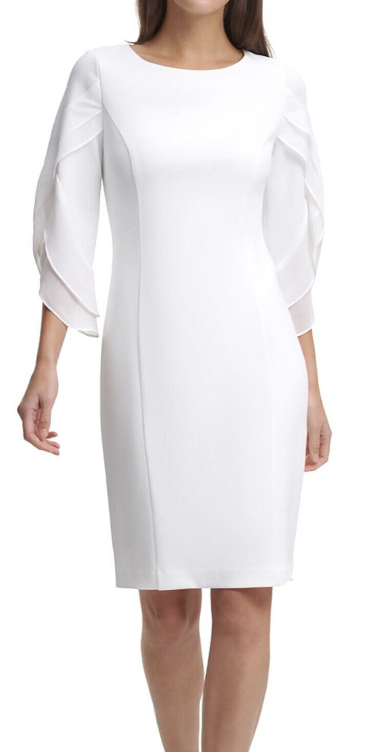 DKNY Sheath with 3/4 Chiffon Sleeves