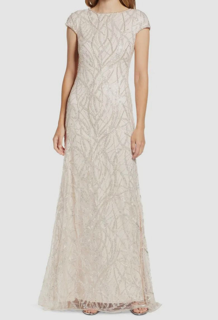 Tadashi Shoji Beaded Cap Sleeve Gown
