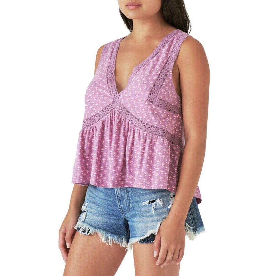 Lucky Brand Geo Lace Trim Tank Top