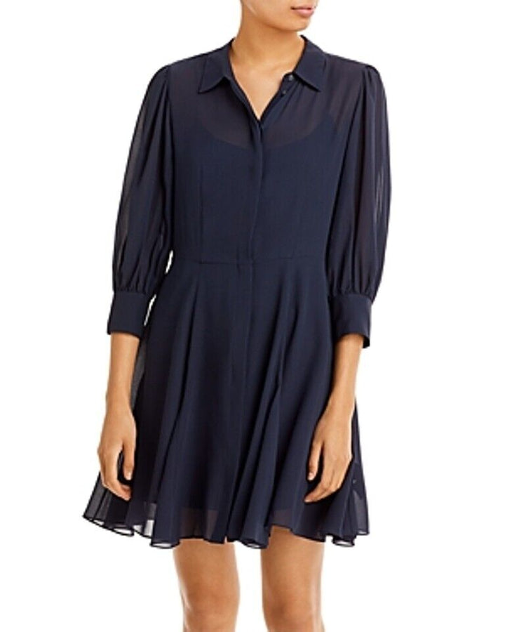 Theory Volume Silk Mini Shirtdress