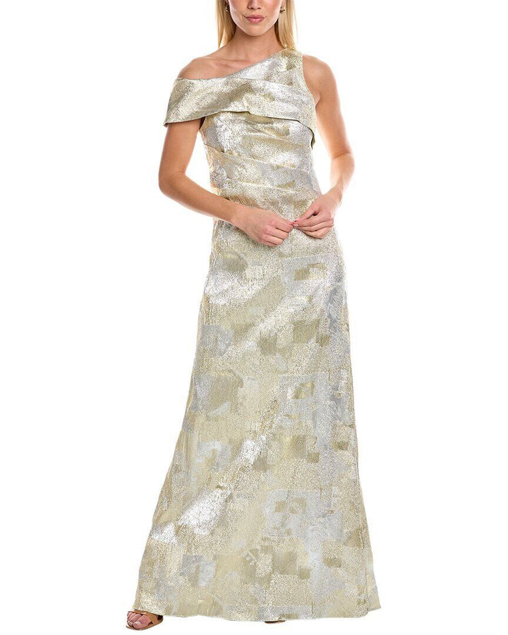 AIDAN MATTOX Jacquard Asymmetrical Gown