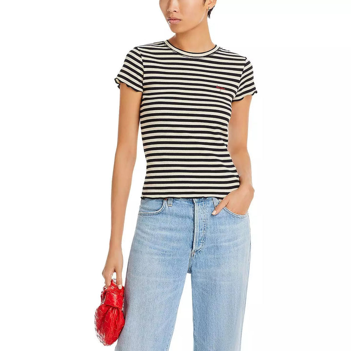 Maison Labiche Bonjour Embroidered Ribbed Tee