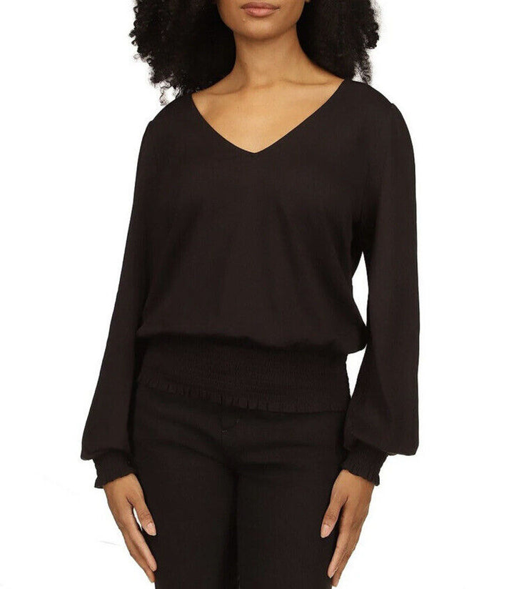 Michael Kors Jersey V-Neck Long Sleeve Top