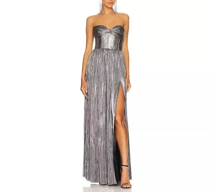 BRONX AND BANCO Florence Metallic Strapless Gown