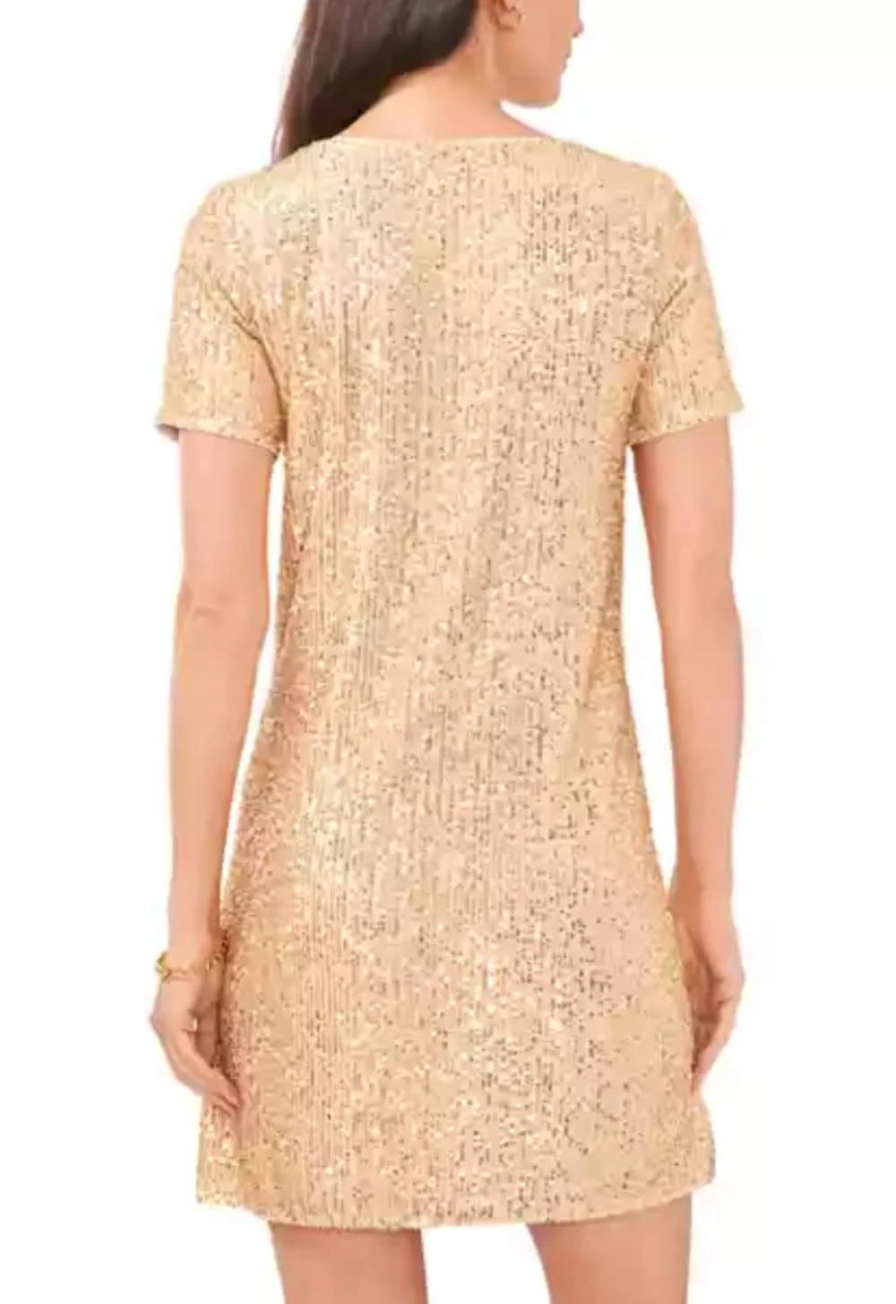 Vince Camuto Sequined Round-Neck Short-Sleeve Dress