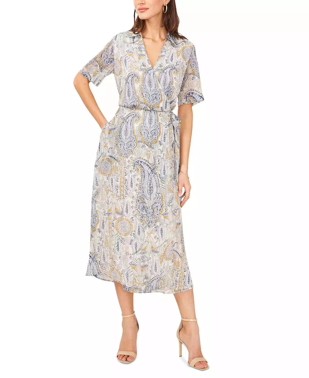 Vince Camuto Collared Maxi Wrap Dress DGFOutlet Vince Camuto Collared Maxi Wrap Dress DGFOutlet