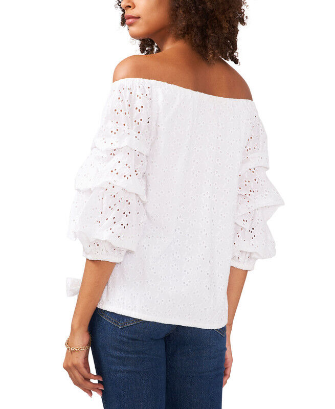 Vince Camuto Bubble Sleeve Off Shoulder Eyelet Top